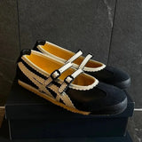 KYLETHOMASW  -  Vintage Round Toe Shallow Mouth Velcro Sports Flat Ballet Shoes Women Mary Jane Shoes German Training Shoes