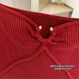 KYLETHOMASW  -   Sweet Hot Girl Christmas High-waisted Dress Women's Autumn-winter Square Collar Long-sleeved Slim Knitted Dress Female Clothes