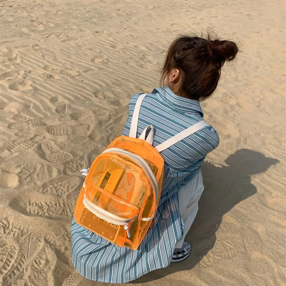 KYLETHOMASW  -  Large Capacity LED Lights Schoolbag Adjustable Straps Waterproof PVC Transparent Backpack Visible Multi-functional