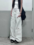 KYLTHOMASW  -  Summer White Womens Jeans High Waist Baggy Casual Vintage Y2K Trend Straight Cargo Pants Street American Wide Leg Denim Trouser