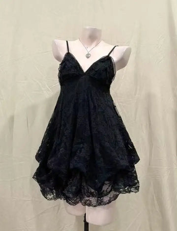 KYLETHOMASW  -  Japanese Vintage Black Lace Camisole Dresses Fashion Sexy Slim Fit Vestidos De Mujer 2025 Summer New Dress for Women