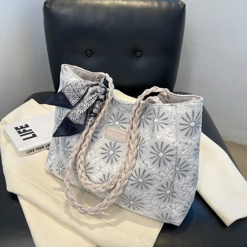 Kylethomasw Large Capacity Canvas Tote Bag New Fashion Bow Shoulder Bag School Bag for College Students Casual All Match Designer Bag