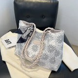 Kylethomasw Large Capacity Canvas Tote Bag New Fashion Bow Shoulder Bag School Bag for College Students Casual All Match Designer Bag