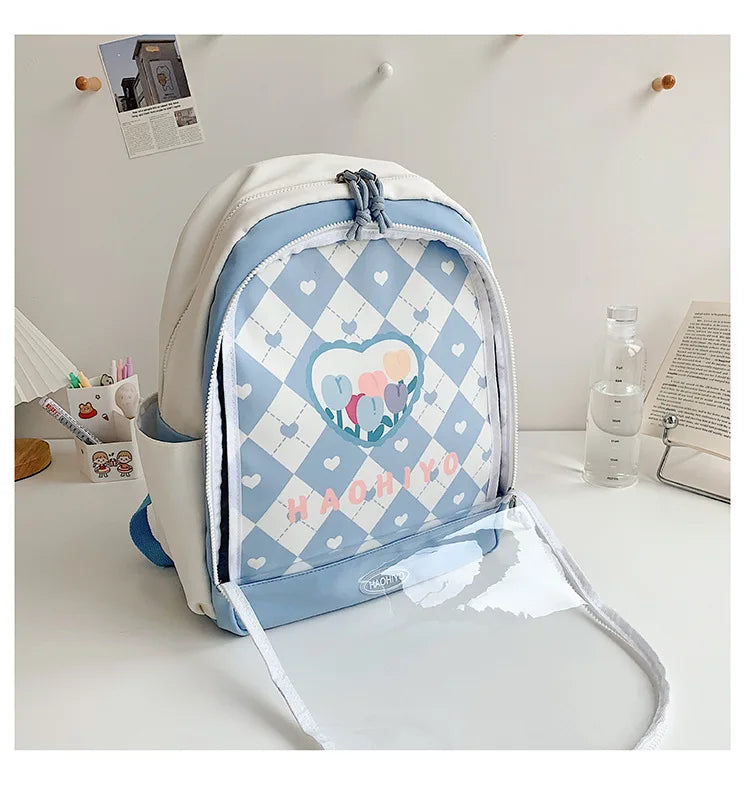 KYLETHOMASW  -  New Trendy Ita Backpacks Teenage Girls Transparent Canvas School Bag High-capacity Print Clear Rucksack  Bolsa Mujer 2025