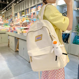 Kylethomasw Women Backpack Nylon College Student School Bag for Teenagers Girls Simple Leisure Bagpack