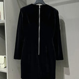 KYLETHOMASW  -  Velvet Heavy Industry Beads Tassel Black Dress for Women Autumn and Winter High end Spicy Girl Hip Wrap Slimming Short Dress