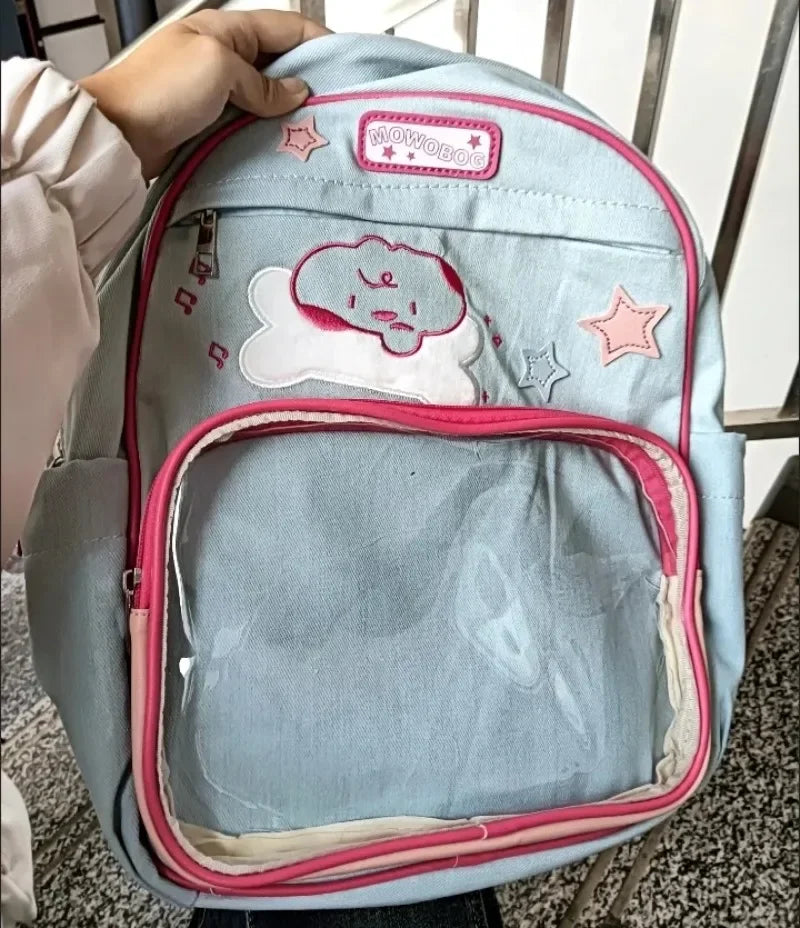 KYLETHOMASW  -  Ita Bag Sweet Transparent Backpacks for Women New Embroidery School Bag 2025 Autumn Display Canvas Rucksack Cute Bolsas Сумка