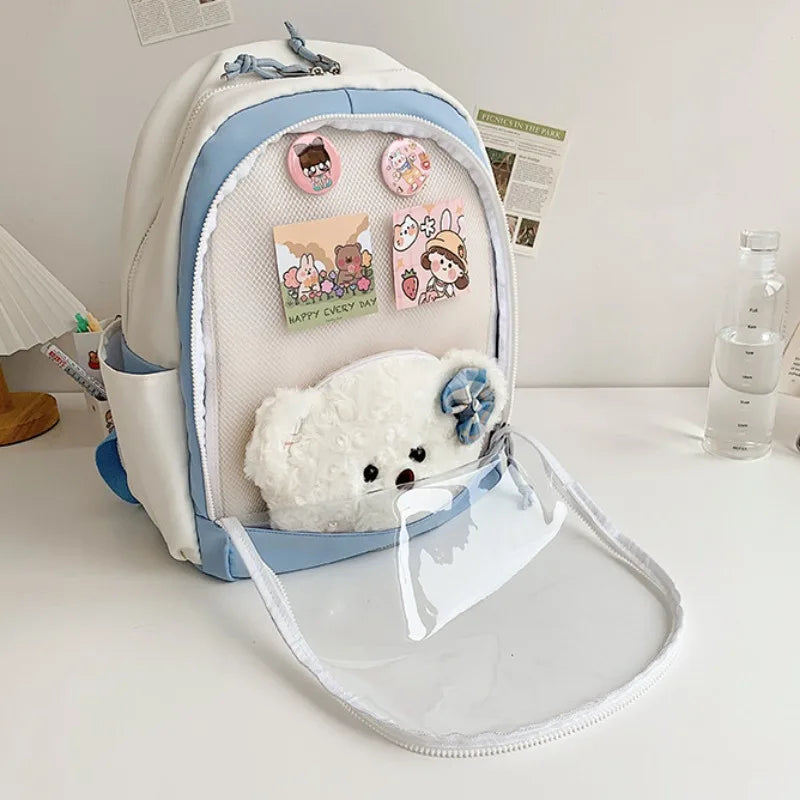 KYLETHOMASW  -  New Trendy Ita Backpacks Teenage Girls Transparent Canvas School Bag High-capacity Print Clear Rucksack  Bolsa Mujer 2025