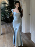 Kylethomasw -  Summer Women's Solid Mermaid Dress Sexy Bodycon Spaghetti Strap Midi Maxi Dresses Lady Elegant Stain Party Square Neck New Robe