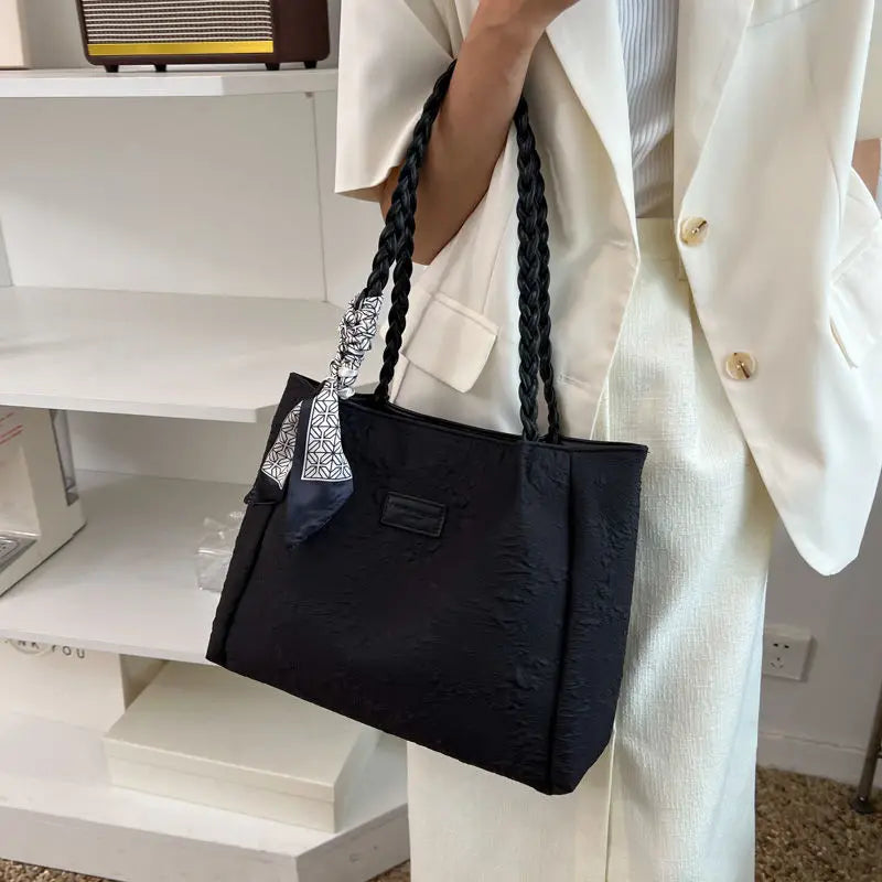 Kylethomasw Large Capacity Canvas Tote Bag New Fashion Bow Shoulder Bag School Bag for College Students Casual All Match Designer Bag