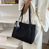 Kylethomasw Large Capacity Canvas Tote Bag New Fashion Bow Shoulder Bag School Bag for College Students Casual All Match Designer Bag