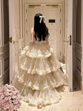 KYLETHOMASW  -  Princess Strapless Dress for Women High-end Luxury Bride Long Wedding Dress Banquet Toast Birthday Evening Dresses for Women