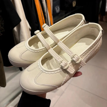 KYLETHOMASW  -  Vintage Round Toe Shallow Mouth Velcro Sports Flat Ballet Shoes Women Mary Jane Shoes German Training Shoes