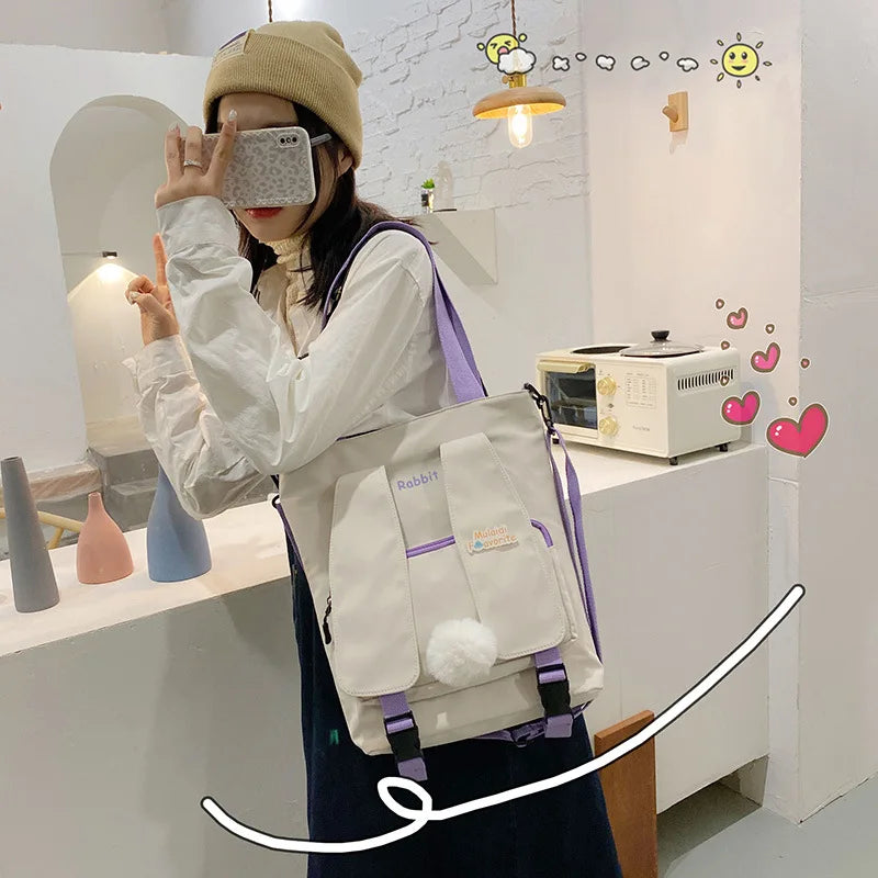 KYLETHOMASW  -  Lovely Japan Style Rabbit Ears Canvas Bag Students Shoulder Bags Messenger Bags bolso mujer