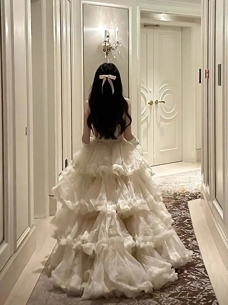 KYLETHOMASW  -  Princess Strapless Dress for Women High-end Luxury Bride Long Wedding Dress Banquet Toast Birthday Evening Dresses for Women