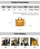 KYLETHOMASW  -  Canvas Solid Color Tote Bag, Large Capacity Multi-pocket Women's Shoulder Bag, College Style Middle School Student Crossbody Bag