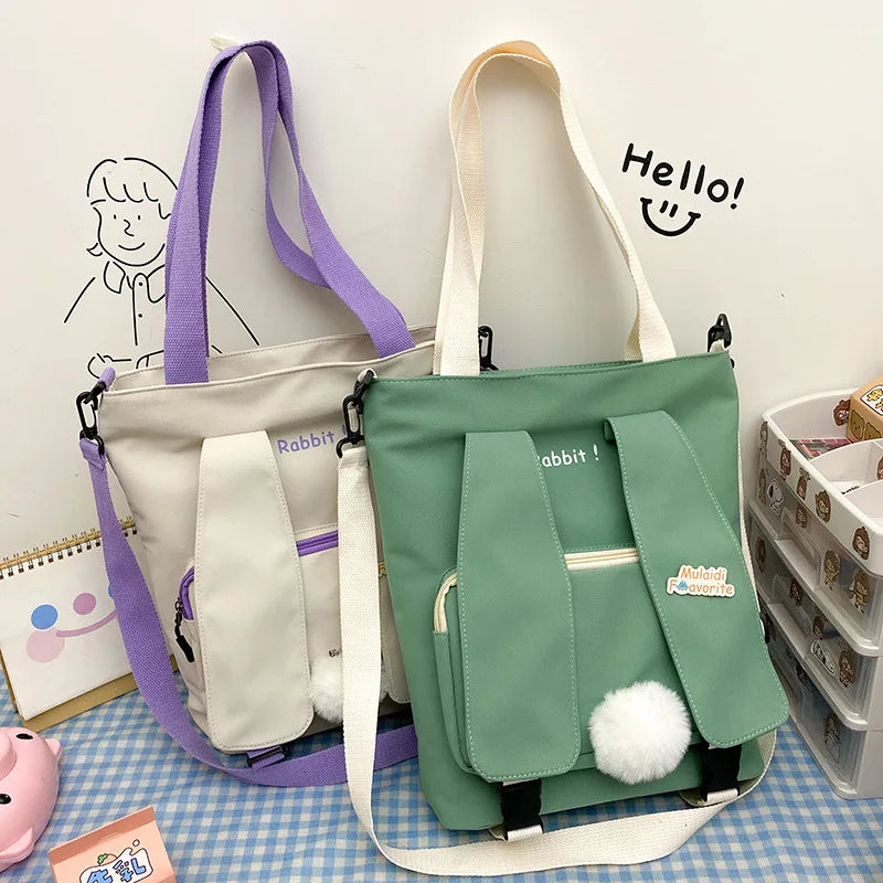 KYLETHOMASW  -  Lovely Japan Style Rabbit Ears Canvas Bag Students Shoulder Bags Messenger Bags bolso mujer