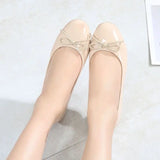 KYLETHOMASW  -  Spring New Round Toe Burgundy Cherry Red Ballet Shoes High Low Heel Bow Pumps Low Top Flat Patent Leather Small Red Shoes