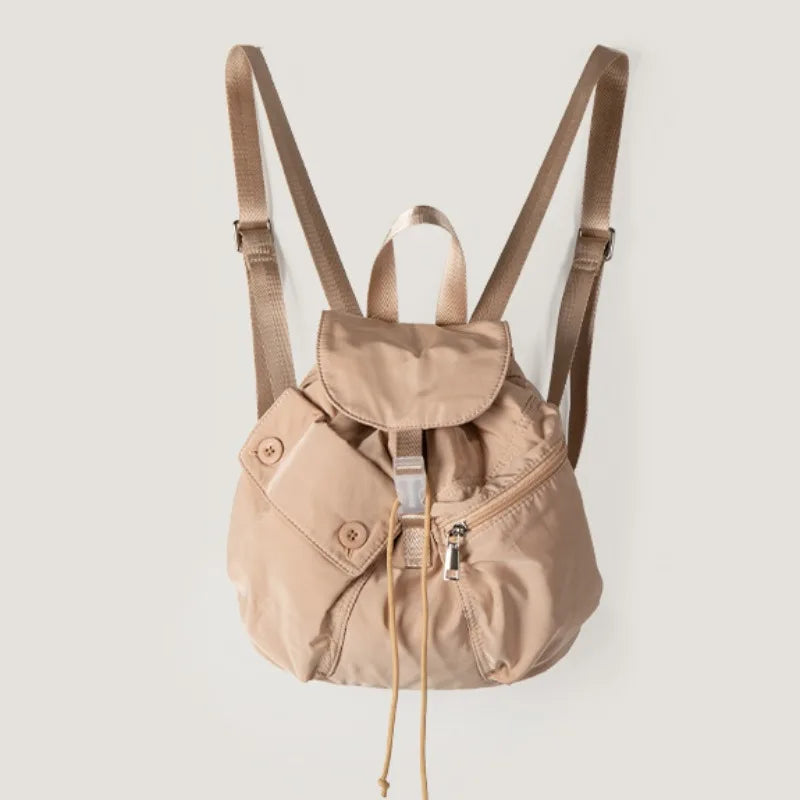 KYLETHOMASW  -  Korean Fashion Nylon Backpacks for Women 2025 New Pockets Casual School Bag Solid Simple High-capacity Portability Rucksack