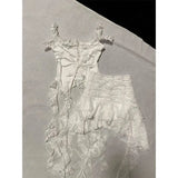 KYLETHOMASW  -  Women Fairycore Two Piece Set Lace Strap Top and Irregular Ruffle Mini Skirt Slim Fit Suit White Sweet Y2K Style Summer Outfit