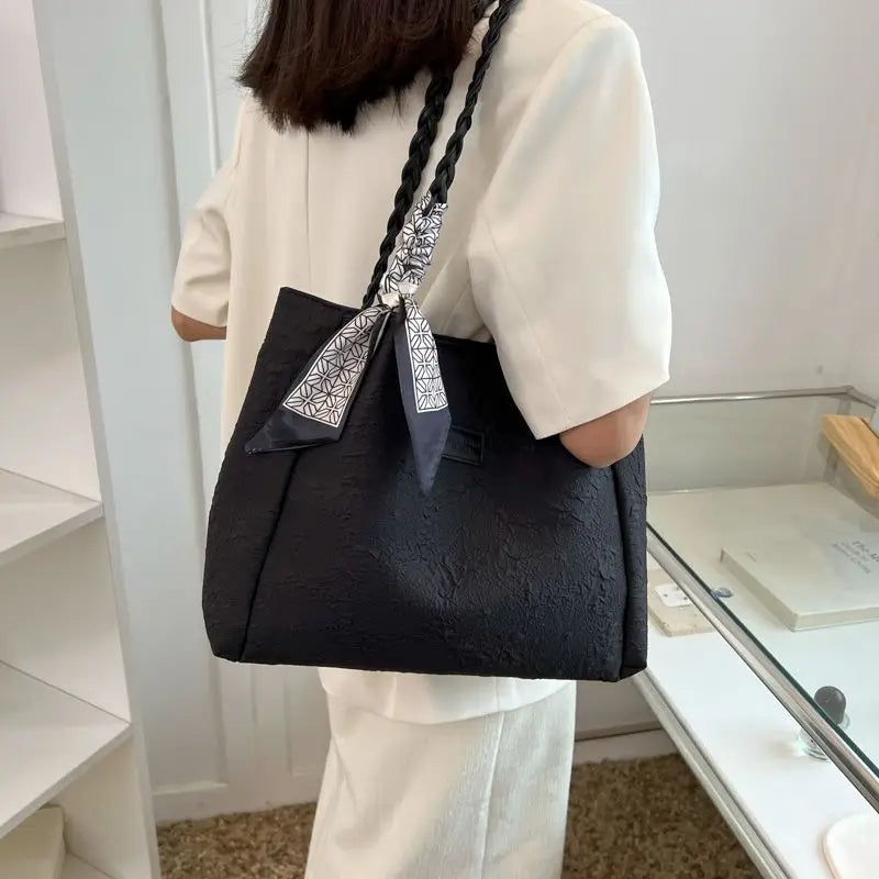 Kylethomasw Large Capacity Canvas Tote Bag New Fashion Bow Shoulder Bag School Bag for College Students Casual All Match Designer Bag