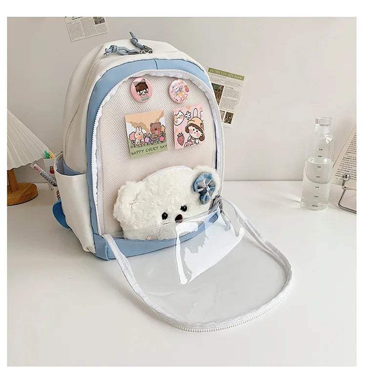 KYLETHOMASW  -  New Trendy Ita Backpacks Teenage Girls Transparent Canvas School Bag High-capacity Print Clear Rucksack  Bolsa Mujer 2025