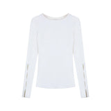 Kylethomasw Y2k White Hollow Out T-shirts for Women Long Sleeve Slim Tops with Bow Coquette Sexy Girl O-neck Aesthetic Clothes Chic
