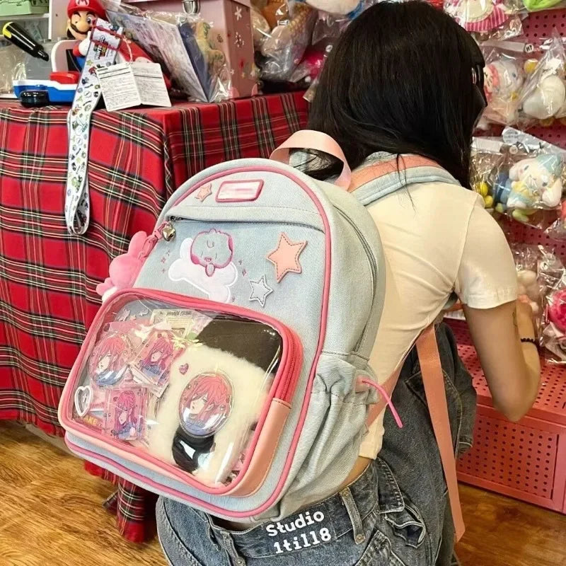 KYLETHOMASW  -  Ita Bag Sweet Transparent Backpacks for Women New Embroidery School Bag 2025 Autumn Display Canvas Rucksack Cute Bolsas Сумка