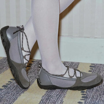 KYLETHOMASW  -  Shallow Lace-up Ballet Shoes For Women Round Toe Air Mesh Breathable Solid Color Sports Shoes Outdoor Designer New Brand Shoes