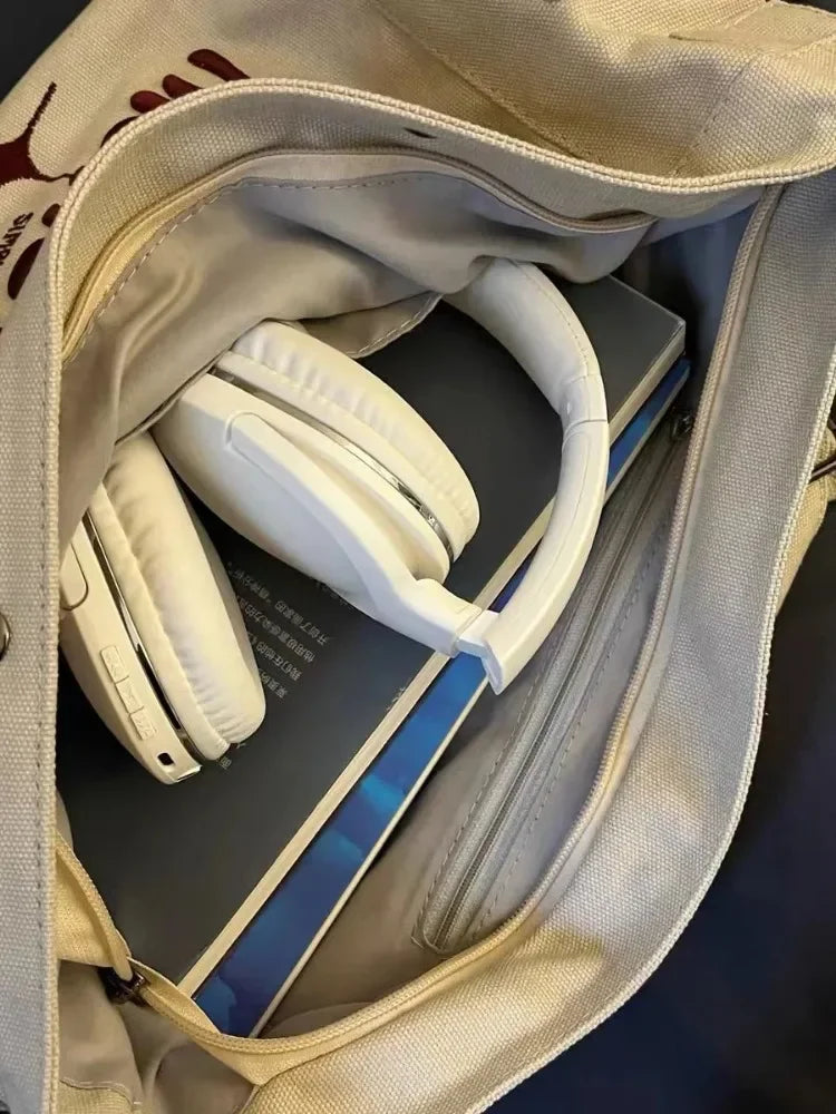 Kylethomasw Canvas Large Bag Capacity Shoulder Women Bag Embroidered Tote Crossbody Bags Female Street Fashion Shopping Messenger Bag 2024