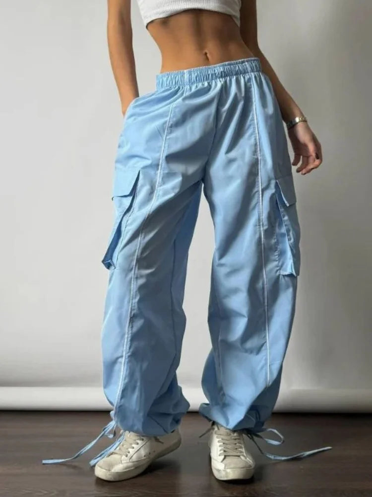 KYLETHOMASW  -  Y2k Aesthetic Streetwear Cargo Pants Women American Retro Harajuku Casual Solid Baggy Trousers Oversized Sweatpants