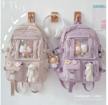 Kylethomasw Large-capacity High School Student Backpack Junior High School Student School Bag Female Korean Version of Girl Backpack