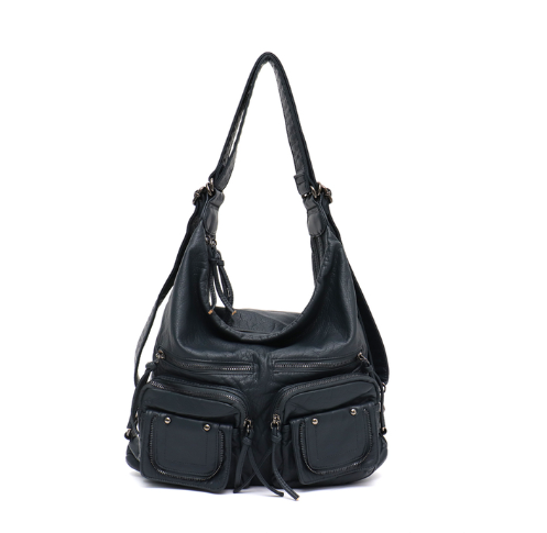 Kylethomasw Large Soft Casual Women Bags Functional Girl School Backpack PU Leather Bag Ladies Multi Pockets Messenger&Shoulder Bag