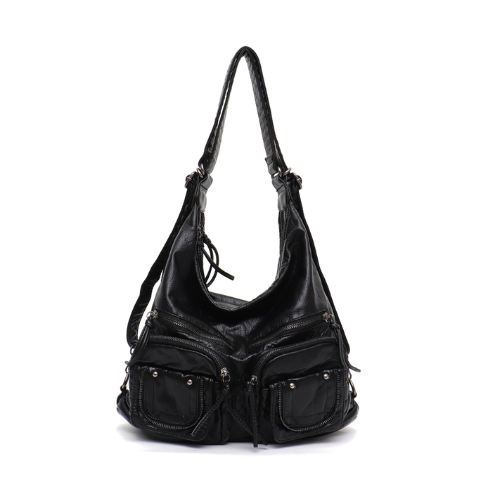 Kylethomasw Large Soft Casual Women Bags Functional Girl School Backpack PU Leather Bag Ladies Multi Pockets Messenger&Shoulder Bag