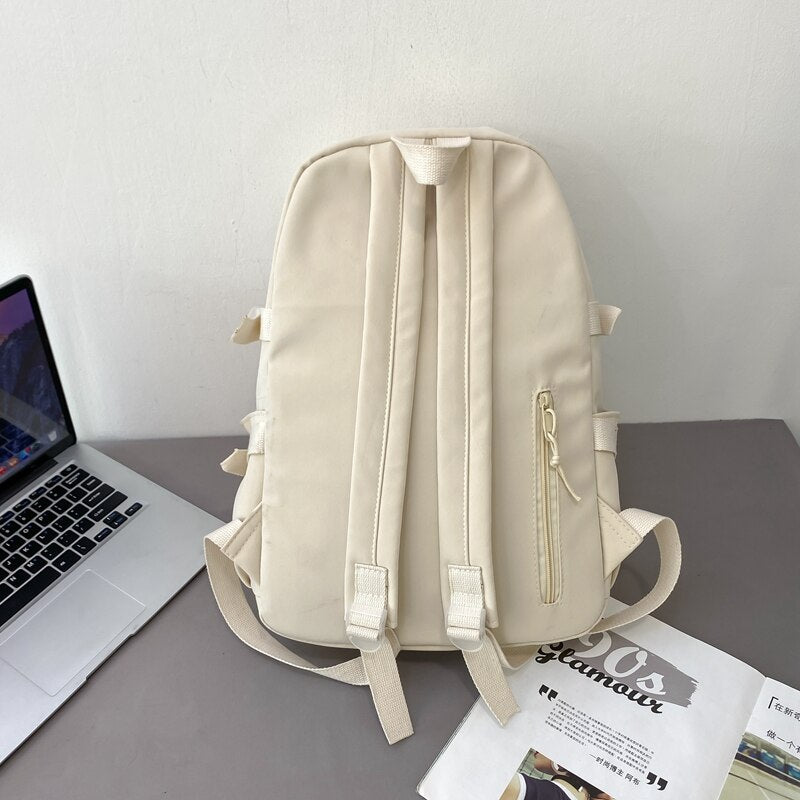 EST New Large Shoulders Girls Student Book Kawaii School Bag Female Casual Travel Bagpack Women Solid Color Mochila Bag Fashion