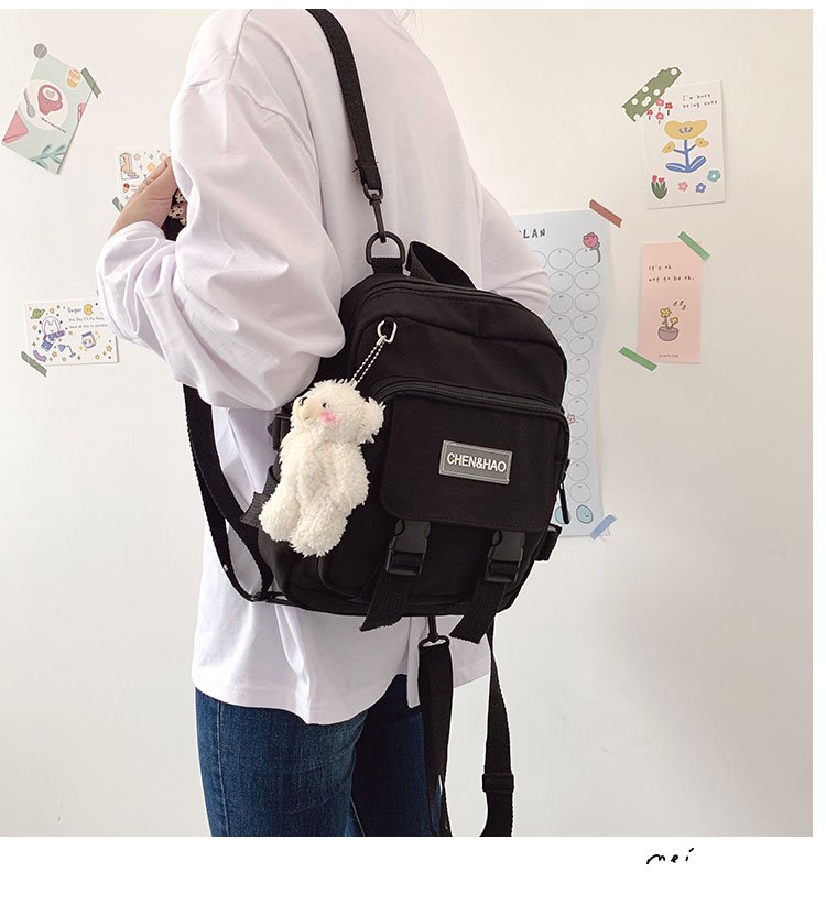Kylethomasw korean style small mini backpack for women school small bag mochila Multi pocket Girl Ring Buckle portable bear women's backpack