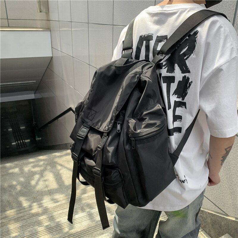 Nylon Insert Buckle Travel Backpack for Young Women Fashion Lady Backpack College Schoolbag Simple Dural Use Leisure Backpack