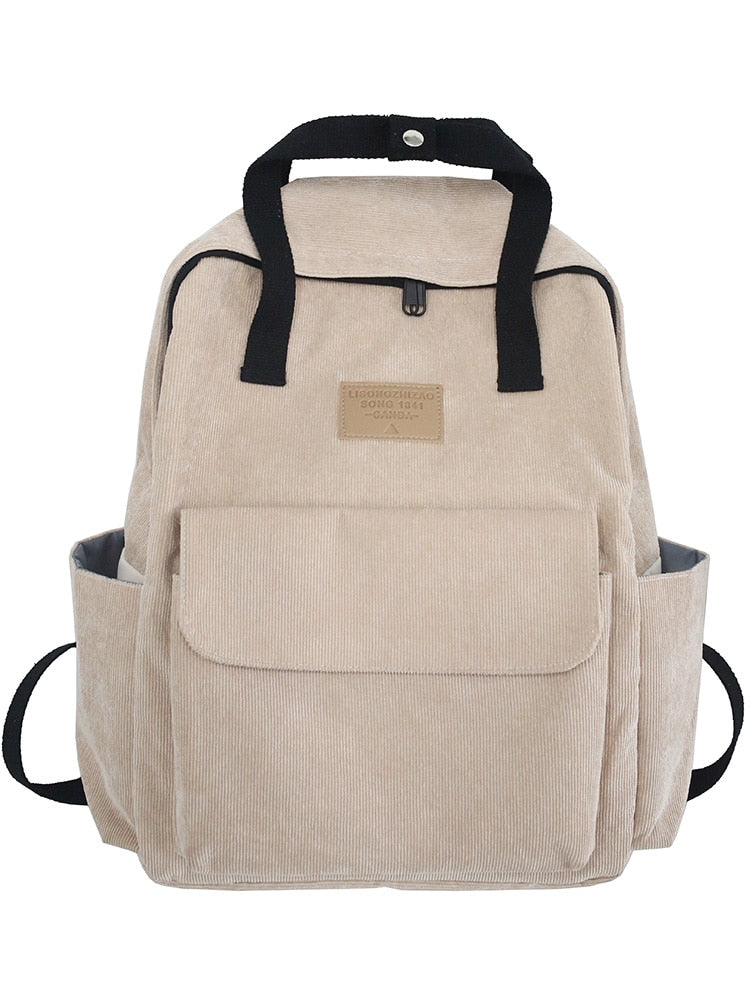 Kylethomasw Schoolbag Female college students fashion trend simple corduroy backpack winter versatile portable backpack small
