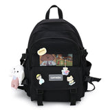 EnoPella Kawaii Women Backpack for Girl School Bag Waterproof Travel Mochila Fashion Female College Bookbag Black Nylon Rucksack
