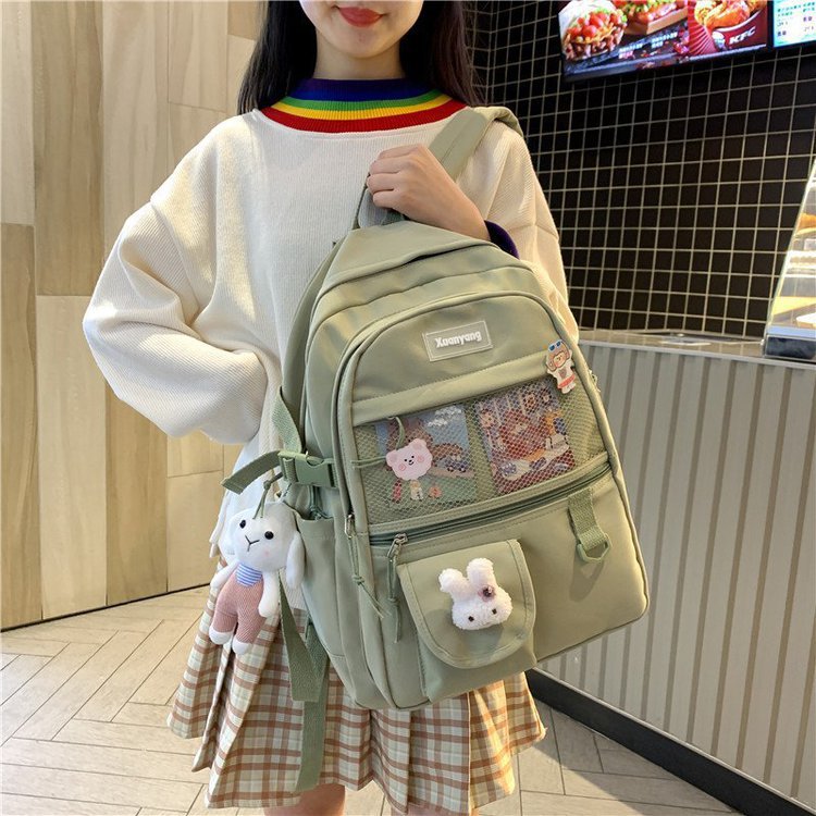 Kylethomasw Japanese Fashion Backpack Women School Bags For Teenage Girls Multipockets Mesh Nylon Backpacks Mochila Feminina Bag Bolsa Mujer