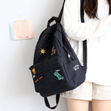Kylethomasw Female Cute Embroidery Backpack Women Harajuku School Bag Teenage Book Ladies Backpack Kawaii College Student Girl Bags Fashion