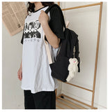 Kylethomasw  Girls School Bags for Teenagers Student Backpack Women Nylon Soft Patchwork Bookbag Teen Panelled Flowers Casual Schoolbag Black