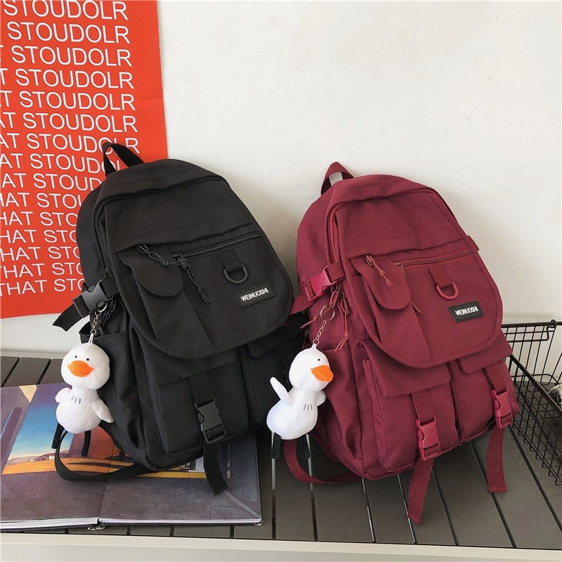 Solid Color Fashion Men's Backpack Summer New Nylon Waterproof School Bag For Boys Large School Backpack With Many Pockets