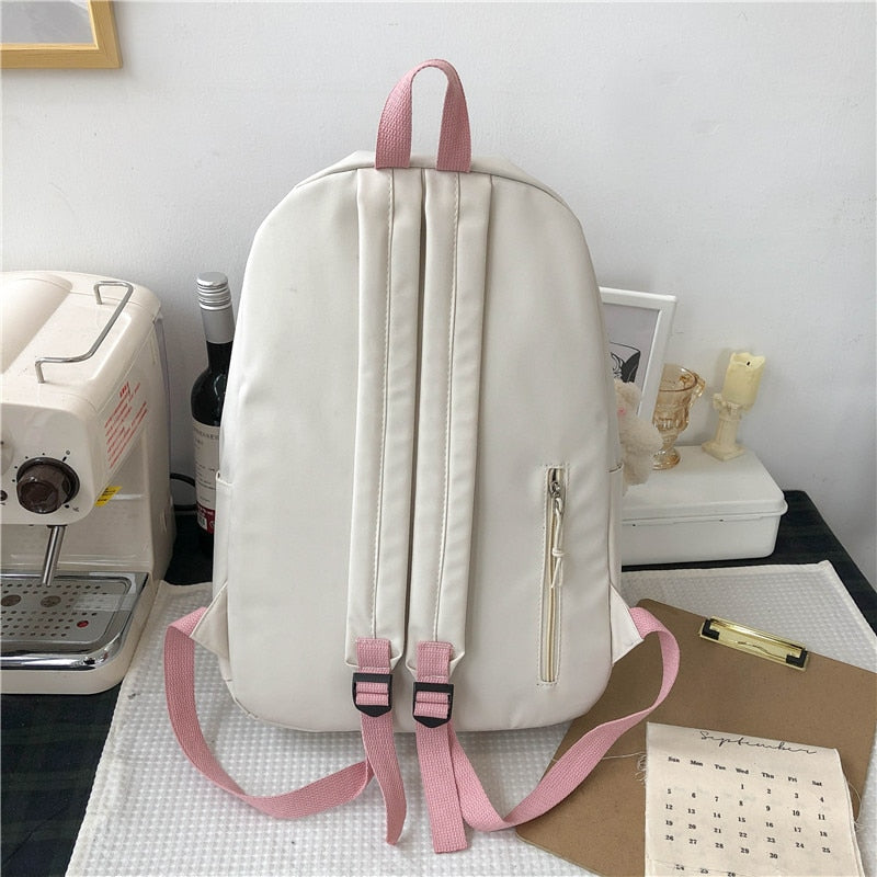 EST 2022 Women Backpack New Kawaii Patchwork Female Large Capacity Waterproof Nylon Shoulders School Bag Preppy Mochila Bolsa
