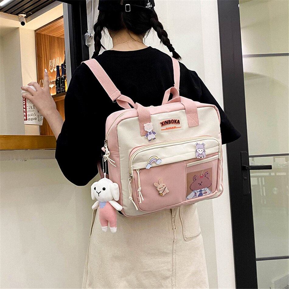 Kylethomasw 3 In 1 Fashion Lady Backpack High Quality Nylon Shoulder Bags for Women School Teenager Girls Travel Backpacks Cute Mochila