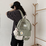 College Student Ladies Cute Backpack Women Flower Female Harajuku School Bags Book Kawaii Backpack Nylon Girl Trendy Bag Fashion