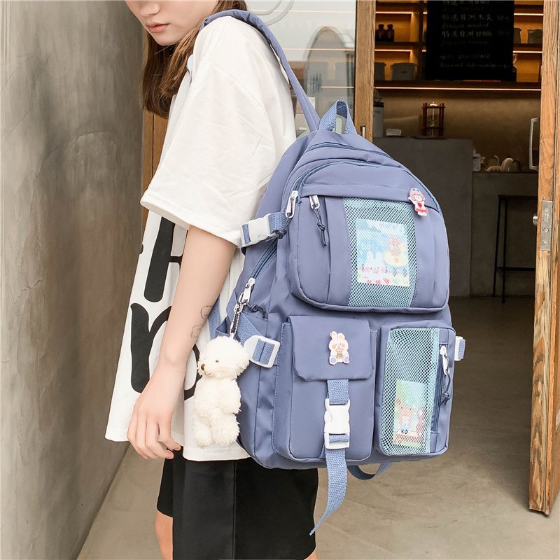 2022  Women Large Capacity Travel Backpack Female Multi-pocket College Waterproof School Bags Transparent Pocket Laptop Backpacks