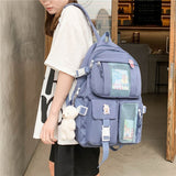 2022  Women Large Capacity Travel Backpack Female Multi-pocket College Waterproof School Bags Transparent Pocket Laptop Backpacks