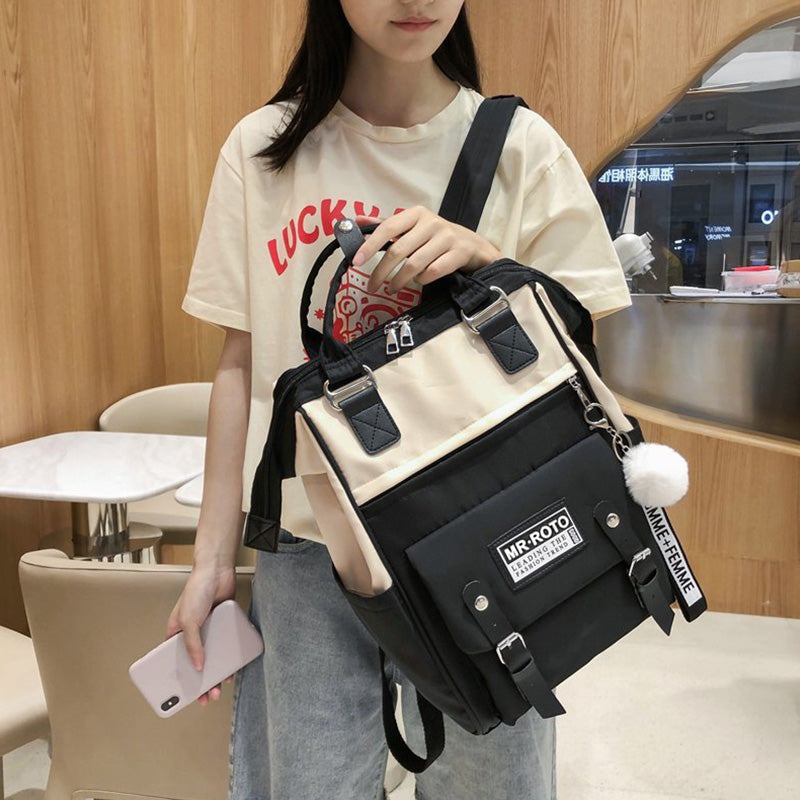 Kylethomasw Backpacks for School Teenagers Girls Cute Ring Bag Designer Travel Laptop Backpack Women Notebook Back Pack Patchwork Bagpack