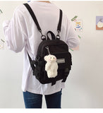 Kylethomasw korean style small mini backpack for women school small bag mochila Multi pocket Girl Ring Buckle portable bear women's backpack